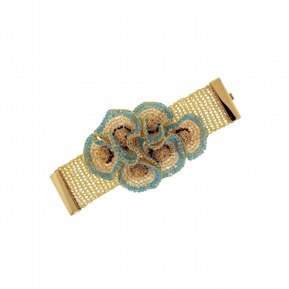 NEW LAVISH BY TRICIA MILANEZE women's signature handmade crochet bracelet in blu